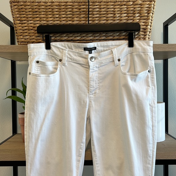 Eileen Fisher Mid-Rise White Slim Leg Ankle Jeans, 10 - Picture 2 of 8
